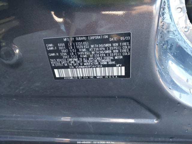 Продажа на аукционе авто 2023 Subaru Ascent Onyx Edition 7-passenger, vin: 4S4WMAHD9P3441934, номер лота: 44640561