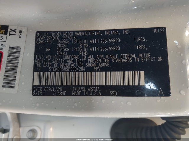 2023 TOYOTA HIGHLANDER 5TDKDRBH9PS004284 Photo 8