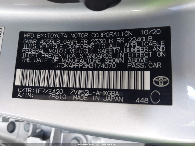 2021 TOYOTA PRIUS PRIME JTDKAMFP3M3174070 Photo 8