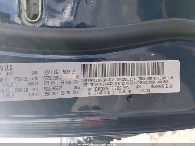 Продажа на аукционе авто 2018 Dodge Journey Sxt Awd, vin: 3C4PDDBG5JT513396, номер лота: 44640649