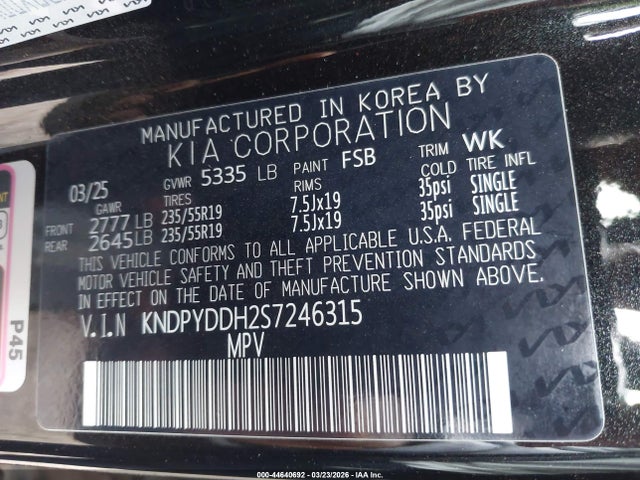 44640692 :رقم المزاد ، KNDPYDDH2S7246315 vin ، 2025 Kia Sportage Plug-in Hybrid X-line مزاد بيع