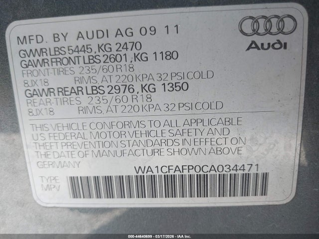 2012 AUDI Q5 WA1CFAFP0CA034471 Photo 8