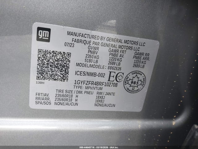 Aukcja sprzedaży 2024 Cadillac Xt4 Sport, vin: 1GYFZFR48RF102708, numer aukcji: 44640716