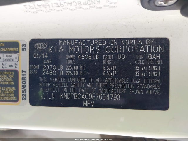 KIA Sportage Lx 2014 KNDPBCAC9E7604793 Image 9