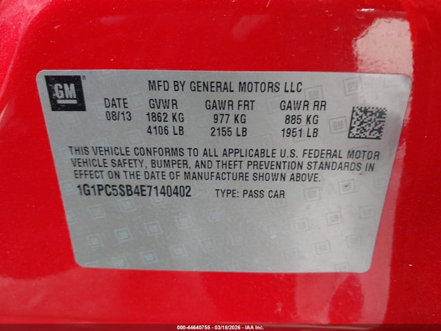 Chevrolet Cruze 1lt Auto 2014 1G1PC5SB4E7140402 Image 9