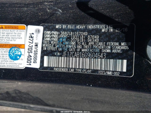 2016 SUBARU BRZ JF1ZCAB16G9604643 Photo 8