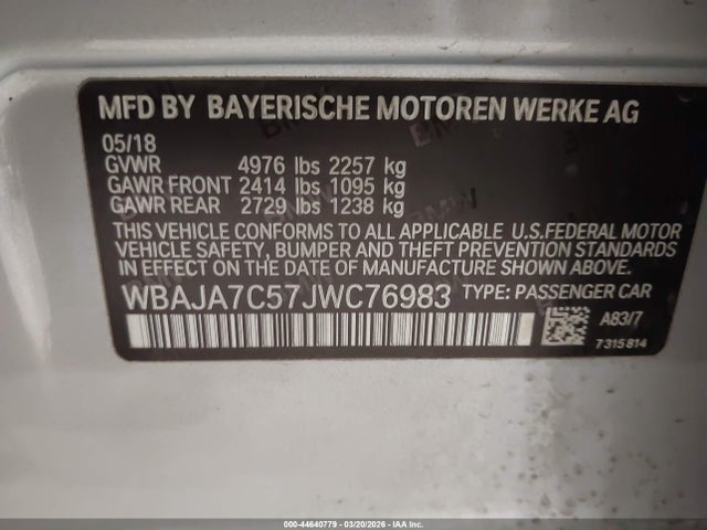 2018 BMW 530I WBAJA7C57JWC76983 Photo 8