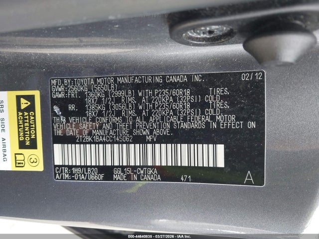 Продажа на аукционе авто 2012 Lexus Rx 350, vin: 2T2BK1BA4CC145062, номер лота: 44640835