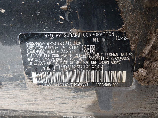 JF1VBAH62R8818994 Subaru Wrx Premium