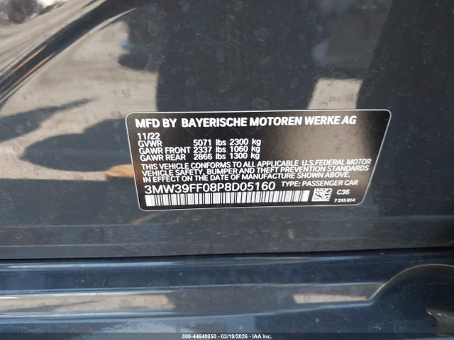 Продажа на аукционе авто 2023 Bmw 330e, vin: 3MW39FF08P8D05160, номер лота: 44640850