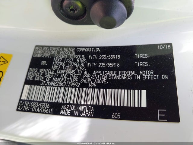 Aukcja sprzedaży 2019 Lexus Nx 300 F Sport, vin: JTJYARBZ8K2139992, numer aukcji: 44640896