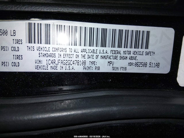 Продажа на аукционе авто 2016 Jeep Grand Cherokee Laredo, vin: 1C4RJFAG2GC478108, номер лота: 44640958