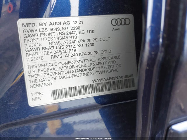 2022 AUDI A4 ALLROAD WA19AAF49NA018545 Photo 8