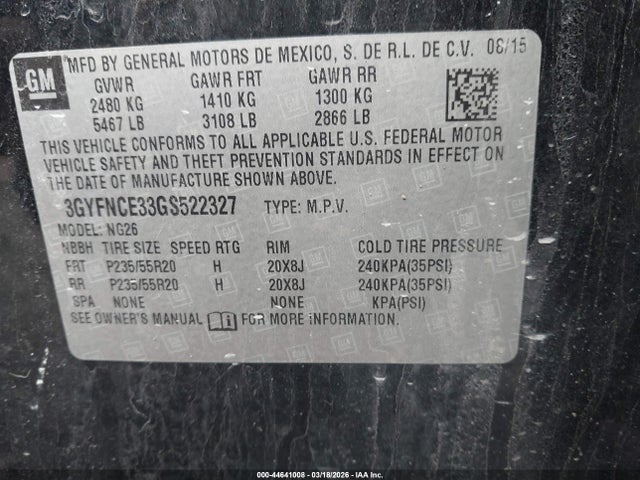 2016 CADILLAC SRX 3GYFNCE33GS522327 Photo 8