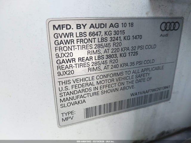 2019 AUDI Q7 WA1VAAF79KD013641 Photo 8