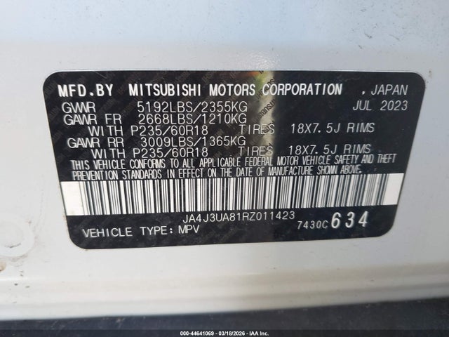 Продаж на аукціоні авто 2024 Mitsubishi Outlander Es 2.5 2wd, vin: JA4J3UA81RZ011423, номер лоту: 44641069