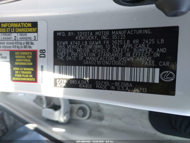 2022 LEXUS ES 350 58ADZ1B12NU130627 Photo 8