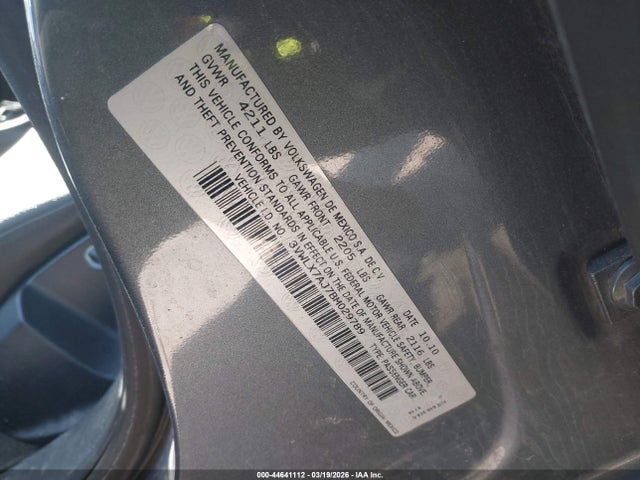 44641112 :رقم المزاد ، 3VWLX7AJ7BM029789 vin ، 2011 Volkswagen Jetta 2.5l Sel مزاد بيع