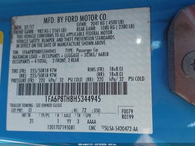 1FA6P8TH8H5344945 Ford Mustang Ecoboost