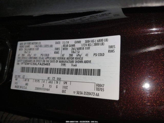 2020 FORD F-150 1FTEW1C59LFA25465 Photo 8