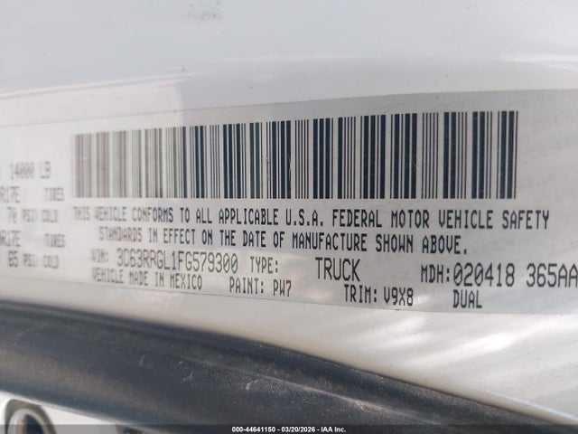 Продаж на аукціоні авто 2015 Ram 3500 Tradesman, vin: 3C63RPGL1FG579300, номер лоту: 44641150