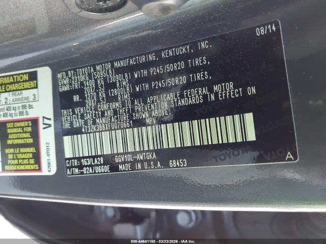 2015 TOYOTA VENZA 4T3ZK3BBXFU070661 Photo 8