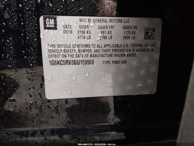 Продаж на аукціоні авто 2016 Cadillac Ct6 Luxury, vin: 1G6KC5RX0GU160950, номер лоту: 44641219