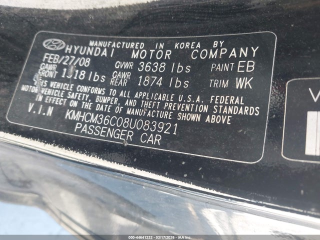 2008 HYUNDAI ACCENT KMHCM36C08U083921 Photo 8