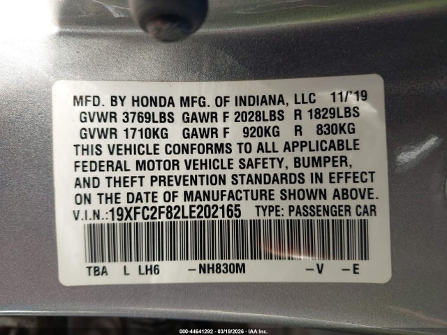 Honda Civic Sport 2020 19XFC2F82LE202165 Image 9
