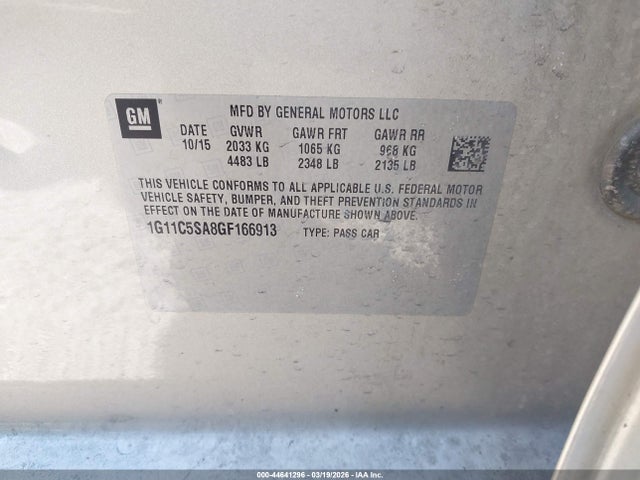 1G11C5SA8GF166913 Chevrolet Malibu Limited Lt