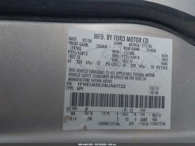 2008 FORD EXPLORER 1FMEU65EX8UA81722 Photo 8