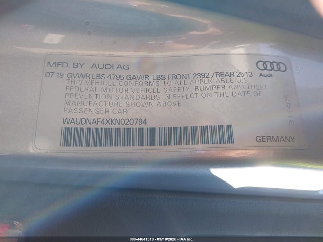 2019 AUDI A4 WAUDNAF4XKN020794 Photo 8