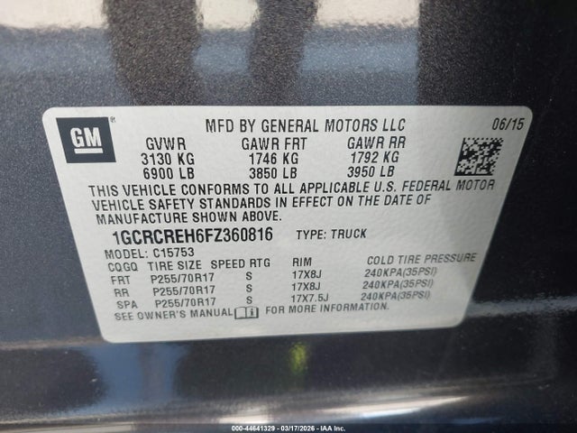 2015 CHEVROLET SILVERADO 1500 1GCRCREH6FZ360816 Photo 8