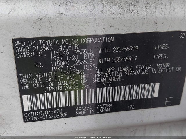 Toyota Rav4 Limited 2019 JTMN1RFV6KD517261 Image 9