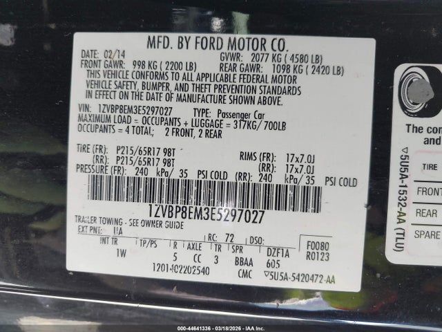 1ZVBP8EM3E5297027 Ford Mustang V6