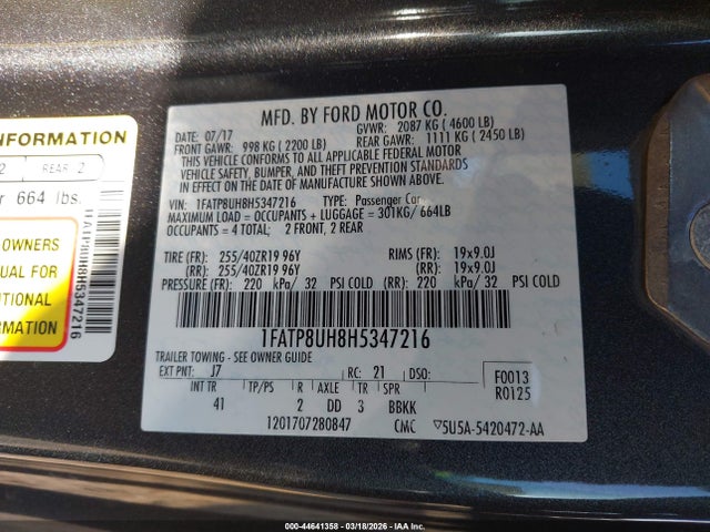 2017 FORD MUSTANG 1FATP8UH8H5347216 Photo 8