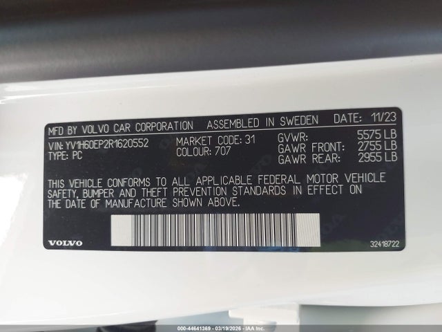 YV1H60EP2R1620552 Volvo V60 Recharge Plug-in Hybrid T8 Polestar Engineered