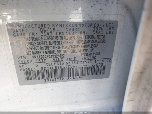 Nissan SENTRA S 2018 3N1AB7AP4JY324422 Image 9