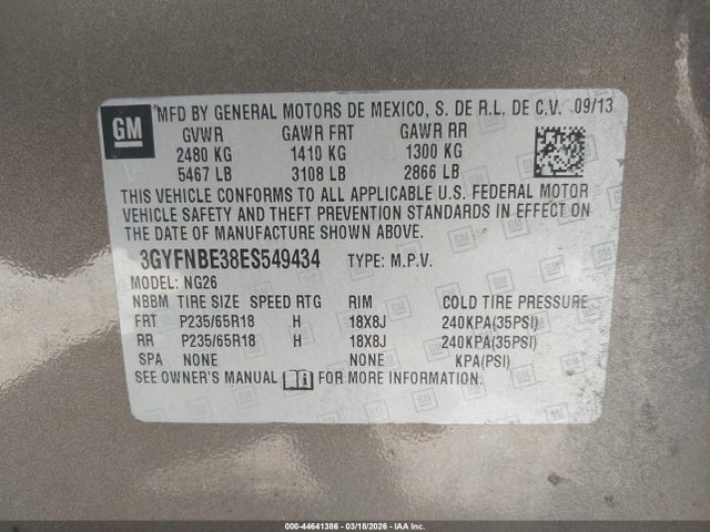 2014 CADILLAC SRX 3GYFNBE38ES549434 Photo 8