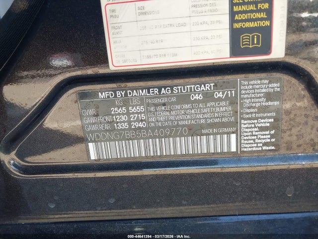 2011 MERCEDES-BENZ S 550 WDDNG7BB5BA409770 Photo 8