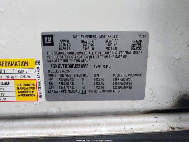 2015 GMC ACADIA 1GKKVTKD9FJ221860 Photo 8