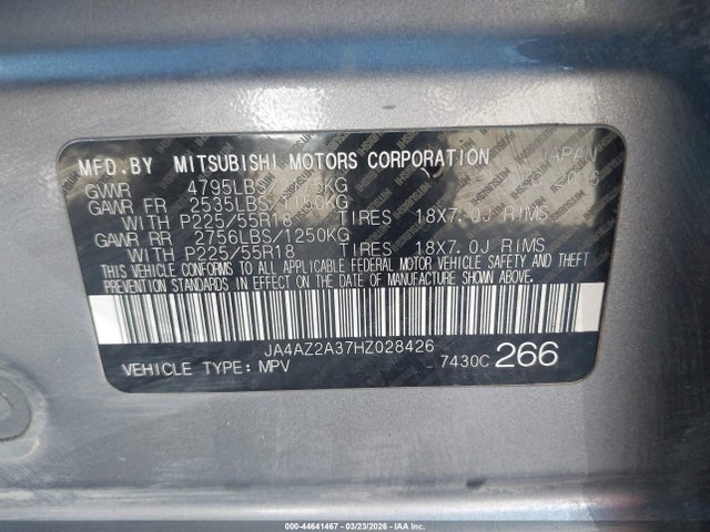 JA4AZ2A37HZ028426 Mitsubishi Outlander Es