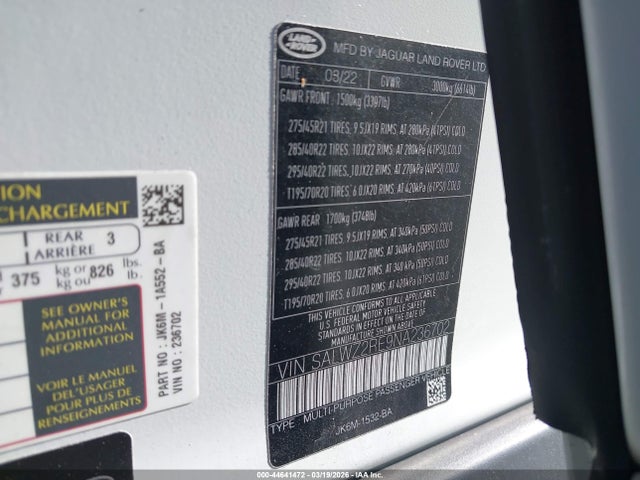 SALWZ2RE9NA236702 Land Rover Range Rover Sport Svr/svr Carbon Edition