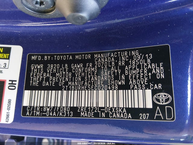 Toyota Corolla S Plus 2014 2T1BURHE5EC020498 Image 9