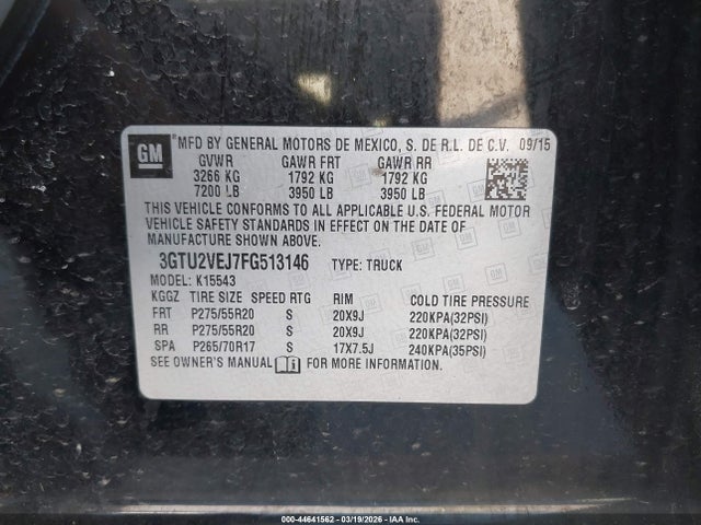 2015 GMC SIERRA 1500 3GTU2VEJ7FG513146 Photo 8