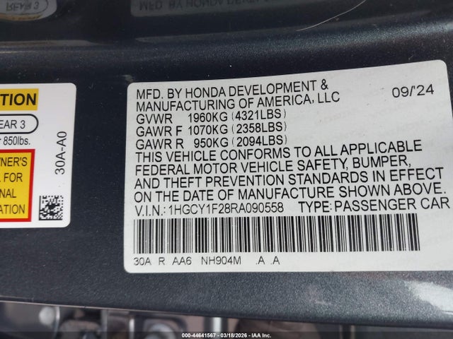 Продаж на аукціоні авто 2024 Honda Accord Lx, vin: 1HGCY1F28RA090558, номер лоту: 44641567