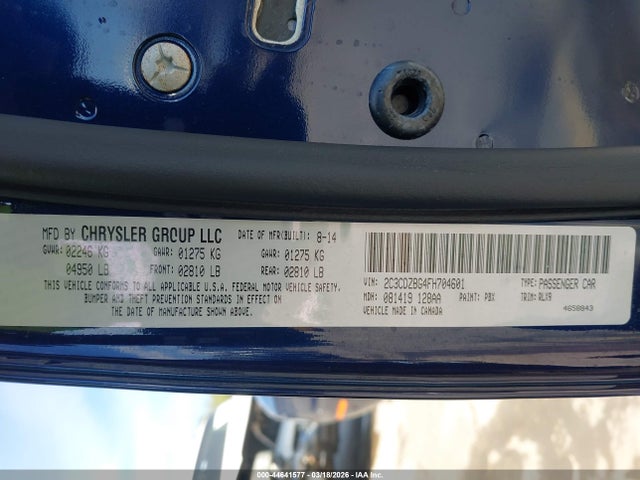 2015 Dodge Challenger Sxt Plus მანქანა იყიდება აუქციონზე, vin: 2C3CDZBG4FH704601, აუქციონის ნომერი: 44641577