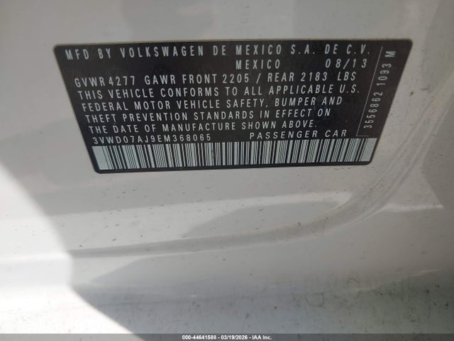 3VWD07AJ9EM368065 Volkswagen Jetta 1.8t Se
