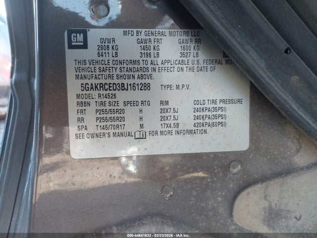 Aukcja sprzedaży 2011 Buick Enclave 2xl, vin: 5GAKRCED3BJ161288, numer aukcji: 44641632