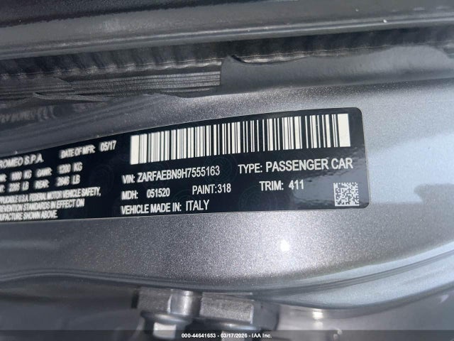 2017 ALFA ROMEO GIULIA ZARFAEBN9H7555163 Photo 8